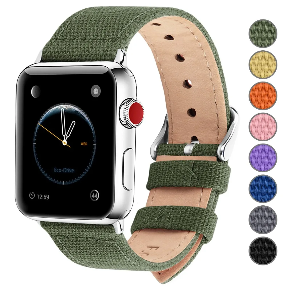 Fullmosa для Apple Watch, 8 цветов Холст НАТО Стиль для iWatch ремешок совместим с Apple Watch Series 4/3/2/1 38mm/42mm