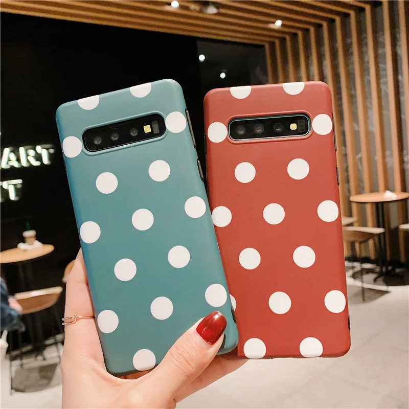 

Polka Dots Phone Case For Samsung Galaxy S10 S10 Plus S10E S8 S9 Plus Cover For Galaxy Note 9 Note 8 Case Fashion Flexible Cover