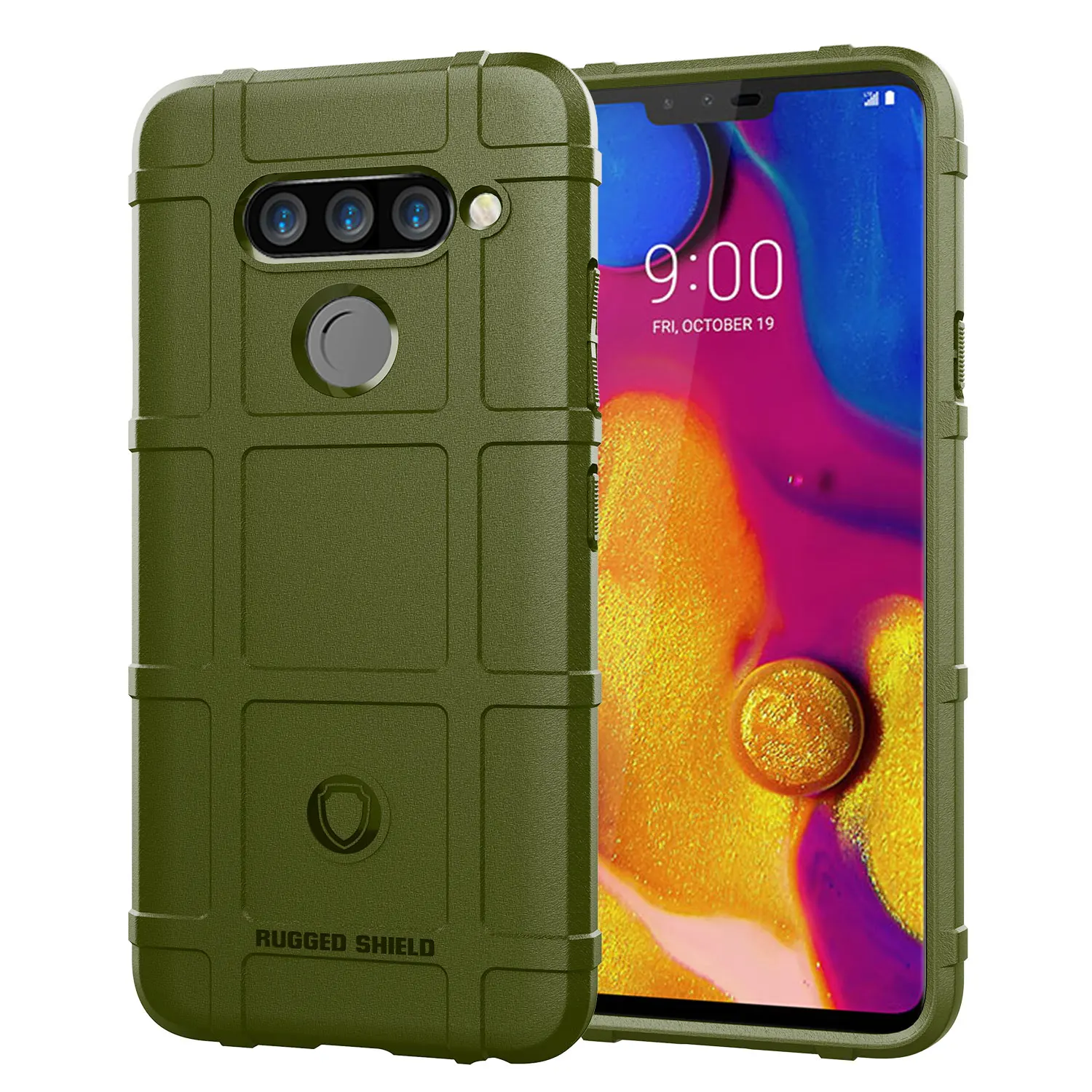 Армейский зеленый Противоударный чехол для LG V40 ThinQ с защитой от царапин, углеродное волокно, задняя крышка для телефона LG V40 ThinQ - Цвет: Армейский зеленый