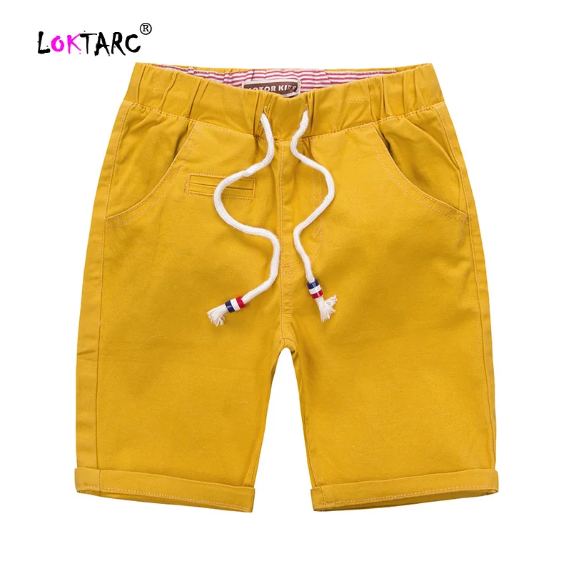 LOKTARC/Детские Короткие штаны с эластичной резинкой на талии прямые шорты для мальчиков Drawstring Твердые хлопковые шорты в стиле кэжуал летняя одежда