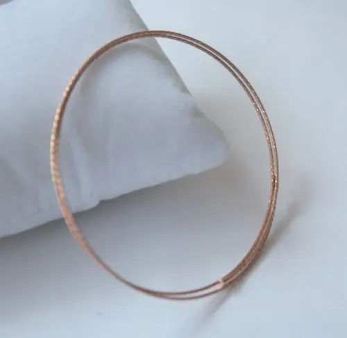 

Solid 18K Rose Gold Bangle 2mm Rope Shape Thin Bangle 57mm Diameter