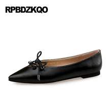 Женские красивые Мокасины черного цвета из замши с бантиком; Недорогие женские слипоны с острым носком и бантом; Новинка года; Прямая