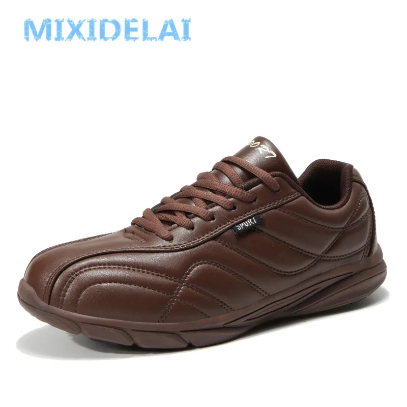 

MIXIDELAI Men Casual Shoes Black Flat Male Walking Shoes Leather Fashion Sneakers Footwear Autumn Brown Mens Rubber Shoes White