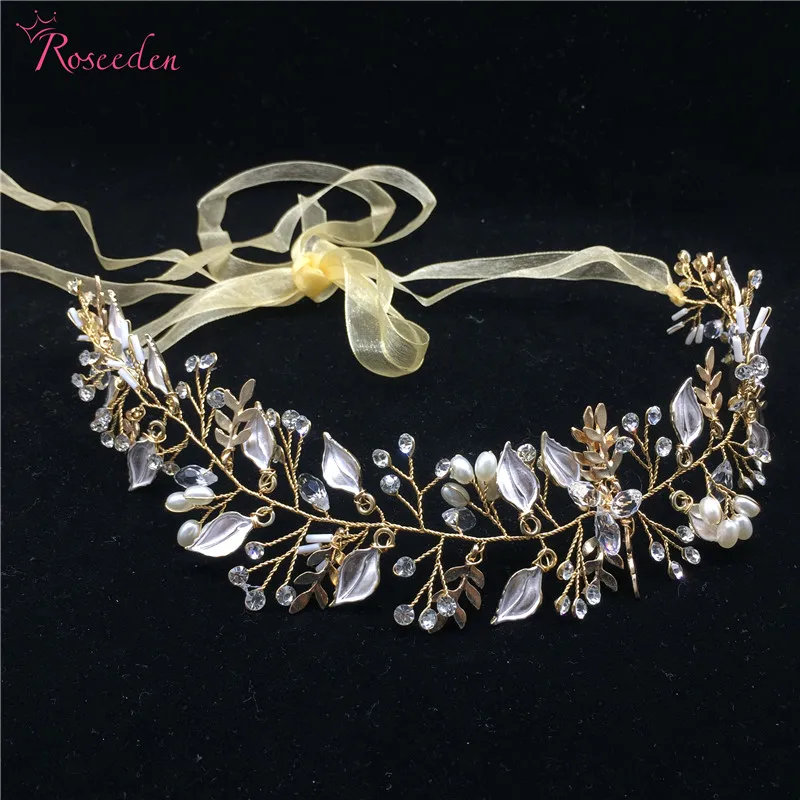 

New arrival gold leaf bridal hair vine high quality handmade hairwear wedding hair accessory wedding tiaras crowns RE712
