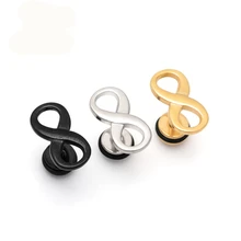 New Punk Unisex Earring Stainless Steel Number 8 Symbol Stud Earrings Ear Piercing Earring Jewelry For Women