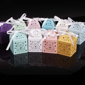 

50Pcs/Lots Laser Cut Little Bear Gift Box Favor Boxes Favor Boxes Baby Shower Favors Kids Birthday Wedding Party Decoration