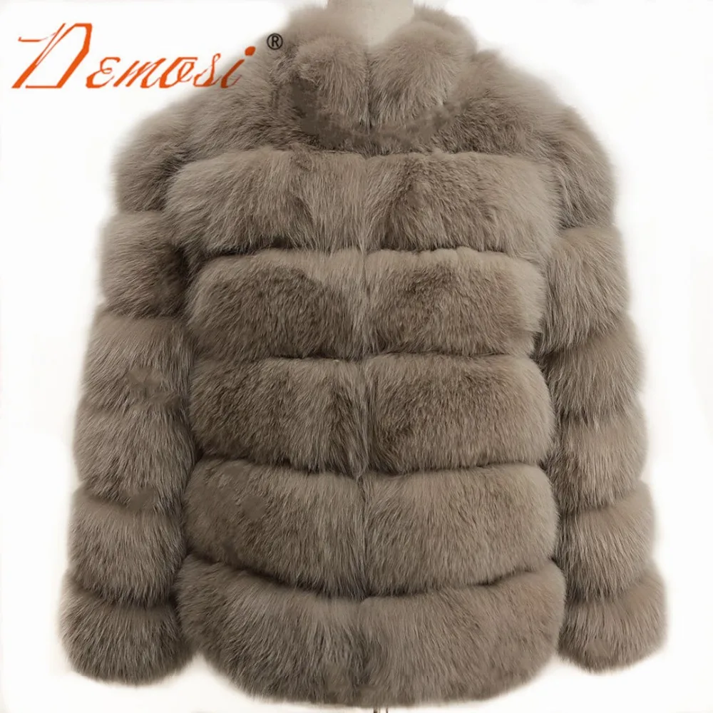 Grey Arrivée red Hiver Femmes Qualité Véritable Nouvelle dark Fourrure Manteau Brown Haute 2018 Renard Montant Outfit grey Épais Veste Camel De Col A5qHxWR