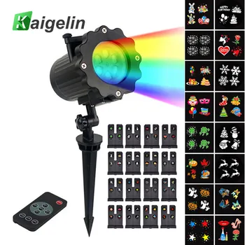 

16 Film Card Snow Projector Christmas Light Outdoor Laser Fairy Light Projection Remote Control Laser Projector New Year's decor
