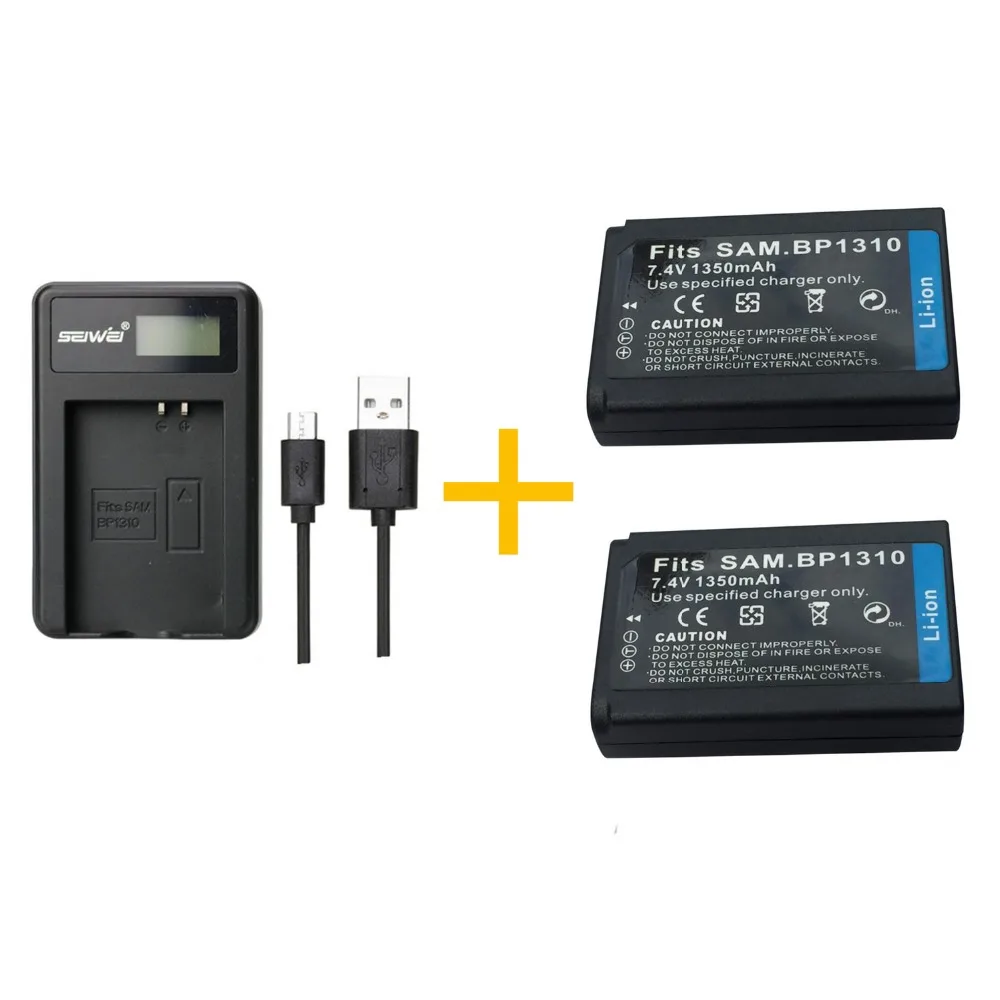 

2 pcs 1350mAH BP1310 BP-1310 Battery With LCD Single BP1310 Battery Charger for SAMSUNG NX NX10 NX100 NX11 NX20 NX5 NEW