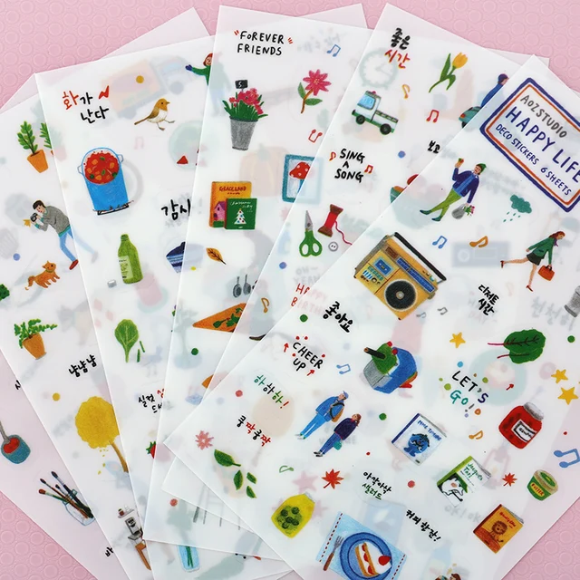 6 Pcs/Set New Diy Lifestyle Deco Transparent Planner Stickers Sticky Notes Decoration Label