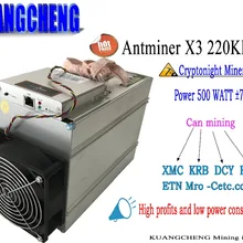 Старый б/у только 70-80% AntMiner x3 220KH Asic miner от bitmain x3 с хеш ЧИПАМИ cyrptonight лучше чем Antminer S9 L3+ S7