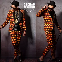 M-6XL! Британский желтая точка шить серии костюмы Звезда Ночной клуб бар певица DJDS парикмахер костюмы для выступлений