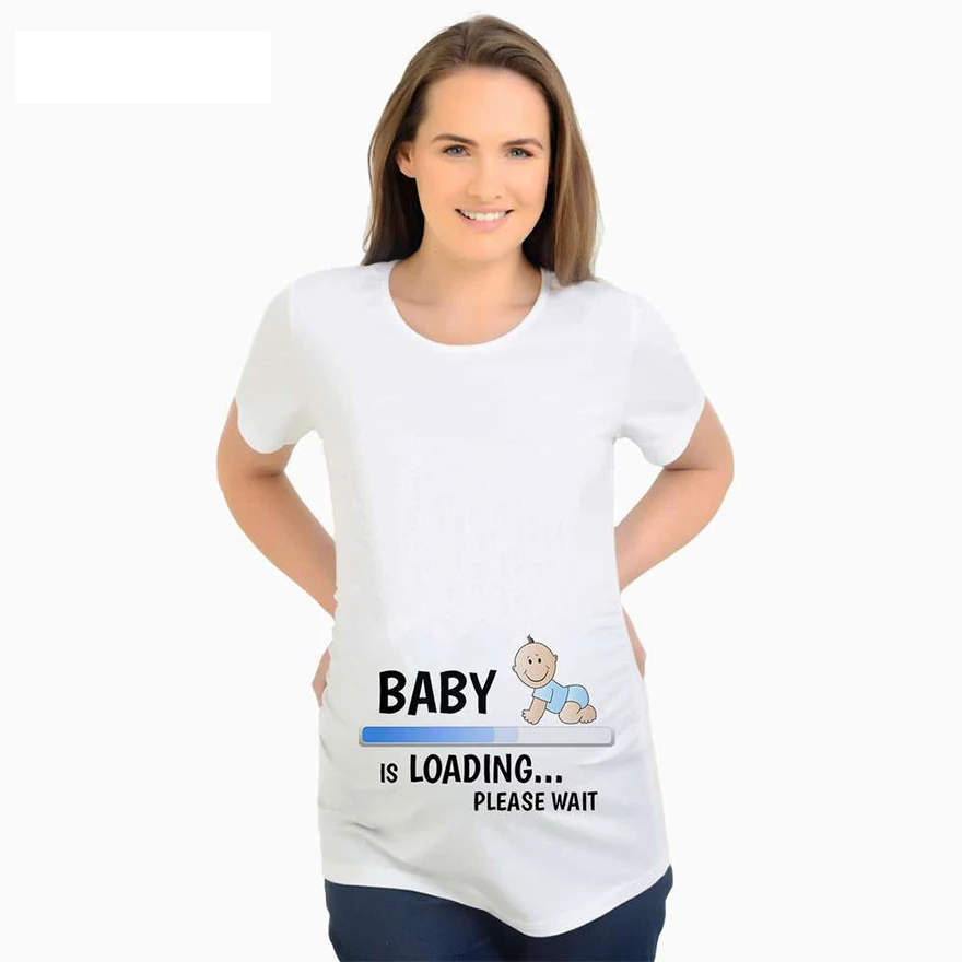 Installing Baby Funny White Maternity Soft T-Shirt 