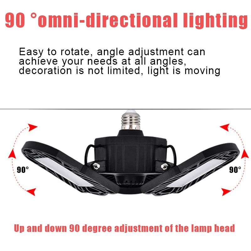 E27 LED Deformable Garage Lamp 60W Industrial Lighting Equipment 144 LEDs Professional Lighting Home Garage Light Warehouse Lamp