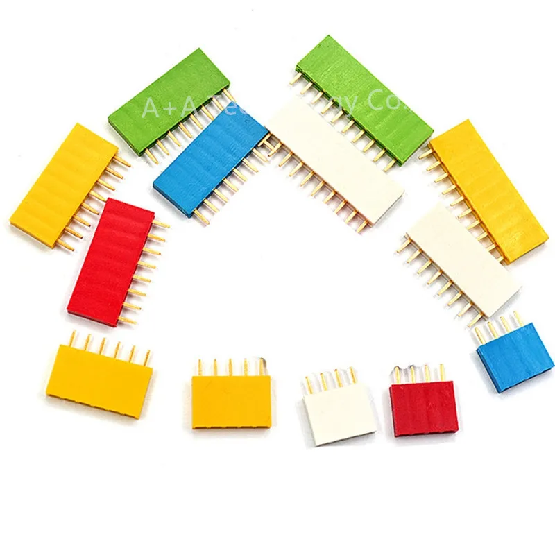 2.54mm Single Row Female Breakaway PCB Board Pin Header Connector Strip Pinheader 1  4P 5P 6P 8P colourful socket For Arduino