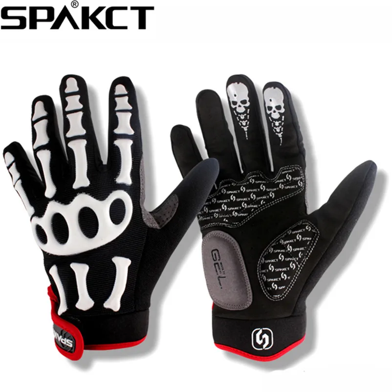 SPAKCT Cycling Gloves Full Finger Skull  Gel Pads Bike Bicycle Gloves Motorcycle Sports Downhill Racing Long Gloves  Unisex 3