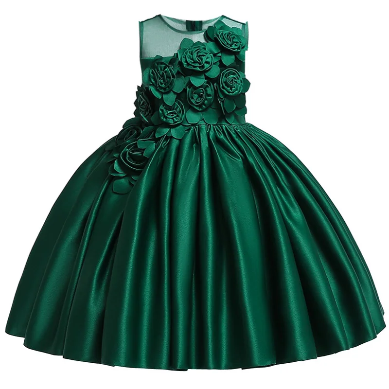 Платье для девочек элегантное праздничное платье принцессы Детские платья для девочек, Костюм Детское свадебное платье для детей 3, 7, 8, 9, 10 лет, vestido infantil - Цвет: Green