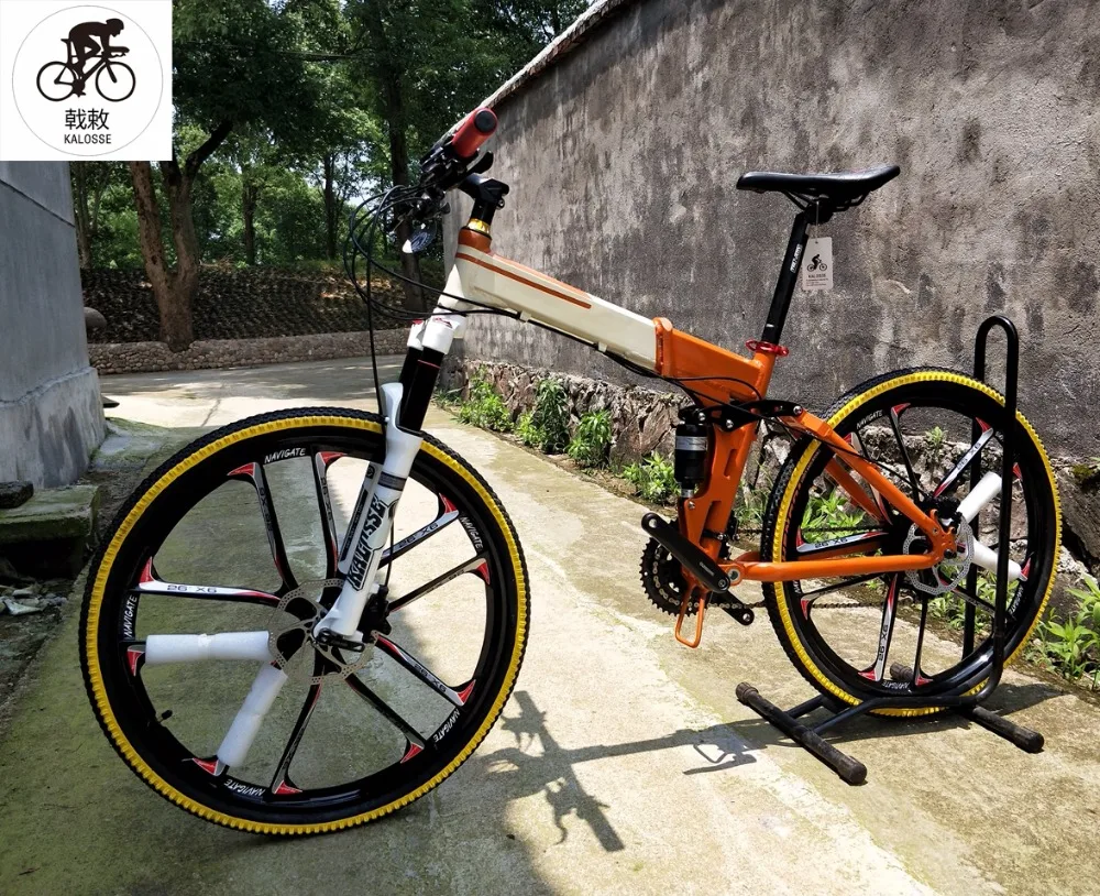 Discount Kalosse  air front fork   bicycel folding  24/27/30 speed  26inch  bicycle mountain bike  Full suspension adults   bike 5