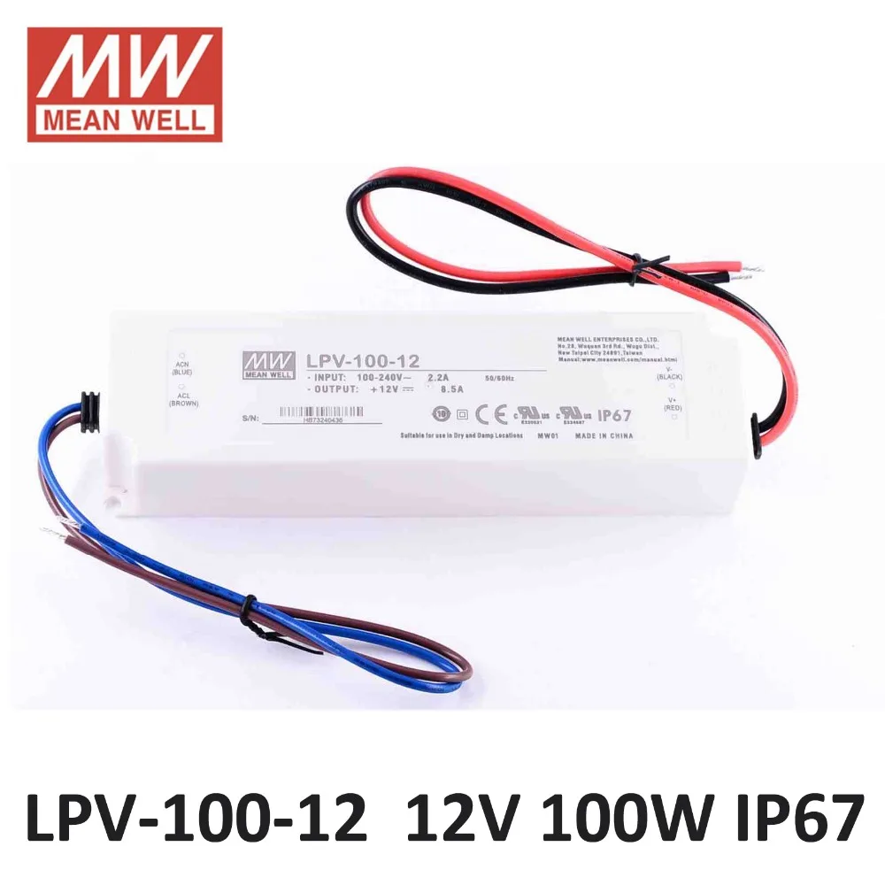 Us 35 06 20 Off Meanwell Lpv 100 12 Ac Dc 100w 8 5a 12v Led Power Supply Waterproof Isolated Plastic Ip67 90 264vac Input Led Driver 12v Ul