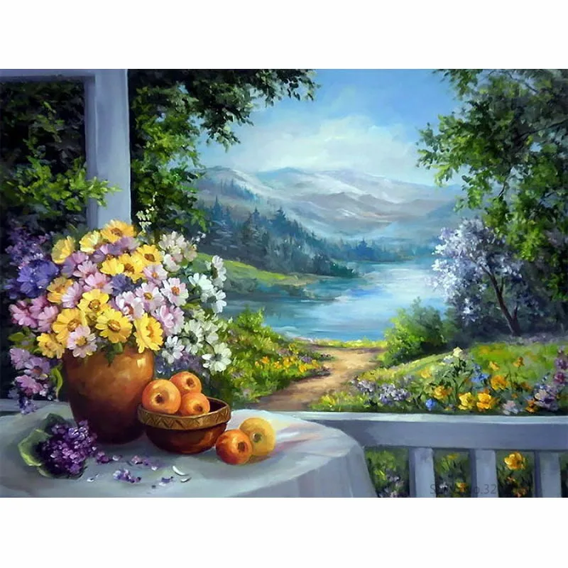 

CHUNXIA Framed DIY Painting By Numbers Flower Fruit Acrylic Painting Modern Picture Home Decor For Living Room 40x50cm RA3366
