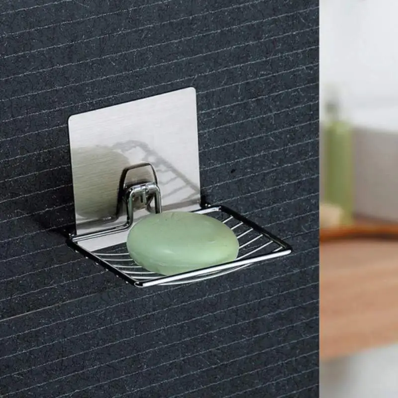 

1Pc Bathroom Punch-free Soap Holder Wall Hanging Strong Suction Cup Soap Shelf Single Layer Drain Soap Box