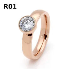 Модное ювелирное изделие из нержавеющей стали, покрытое розовым золотом, большое кристаллическое кольцо для свадьбы, акция, не может двигаться R001