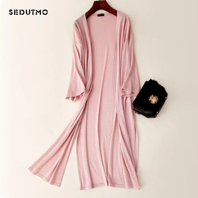 

SEDUTMO 2018 Summer Long Kimono Women Blouse Cardigan Knitted White Blouses Autumn Boho Tops Oversize Beach Shirt ED308