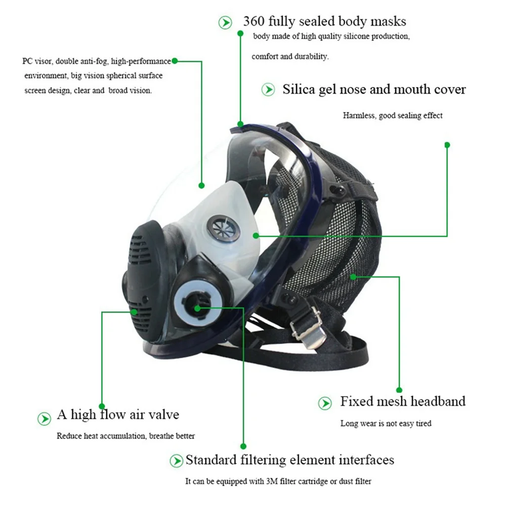 7 в 1 Набор, маска на все лицо для повторного 6800, противогаз, лицевая маска на все лицо, респиратор для окрашивания, распылитель, инструмент для защиты