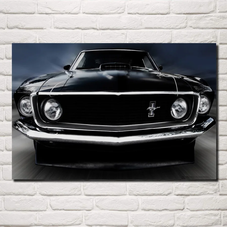 cool Mustang front face muscle sport car classic auto fabric posters on the wall picture home art living room decoration KC231 | Дом и сад