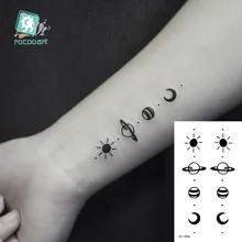 Водная переводная татуировка Минималистичная маленькая татуировка sun moon боди-арт водонепроницаемые временные фальшивые татуировки для мужчин, женщин, детей 10,5*6 см