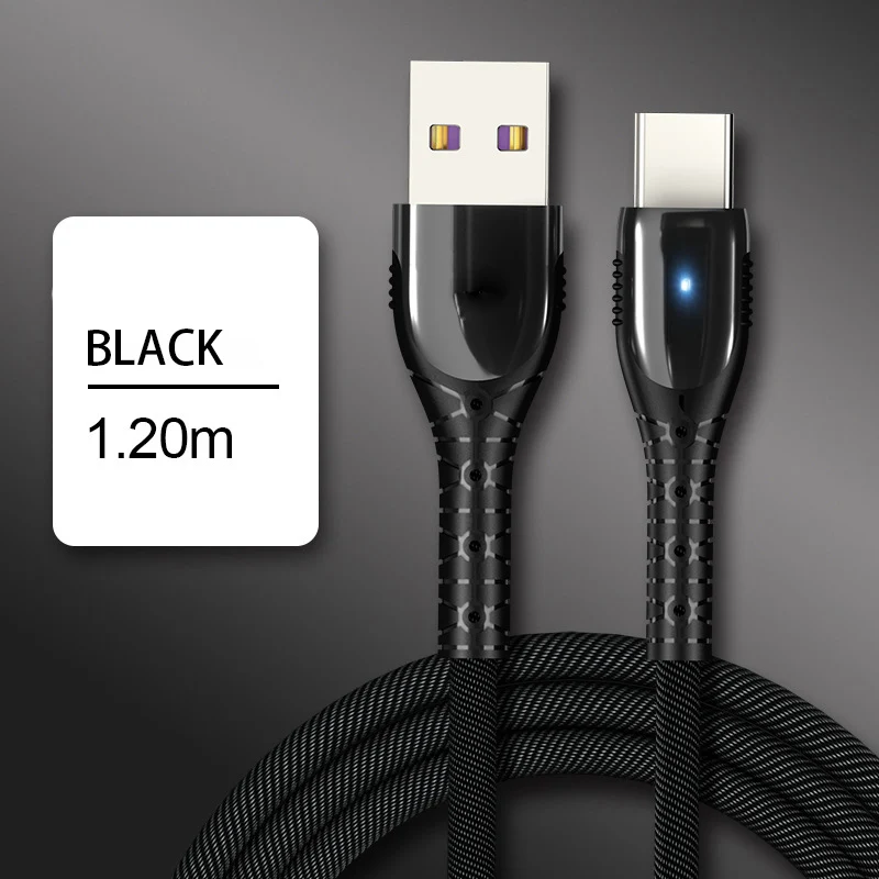 5A USB C быстрый заряд кабеля USB кабель для передачи данных из цинкового сплава синхронизация провод для Samsung Xiaomi Redmi Note 4 5 Android type c usb кабель - Цвет: Черный