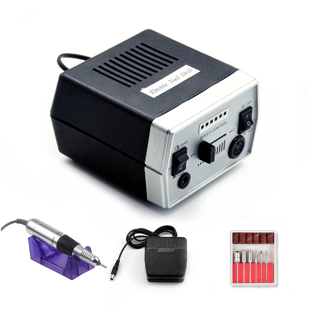 Comprar 35000 20000RPM taladro eléctrico de uñas máquina de pedicura de manicura 6 accesorios de corte de fresado limas de uñas Kits de herramientas de manicura