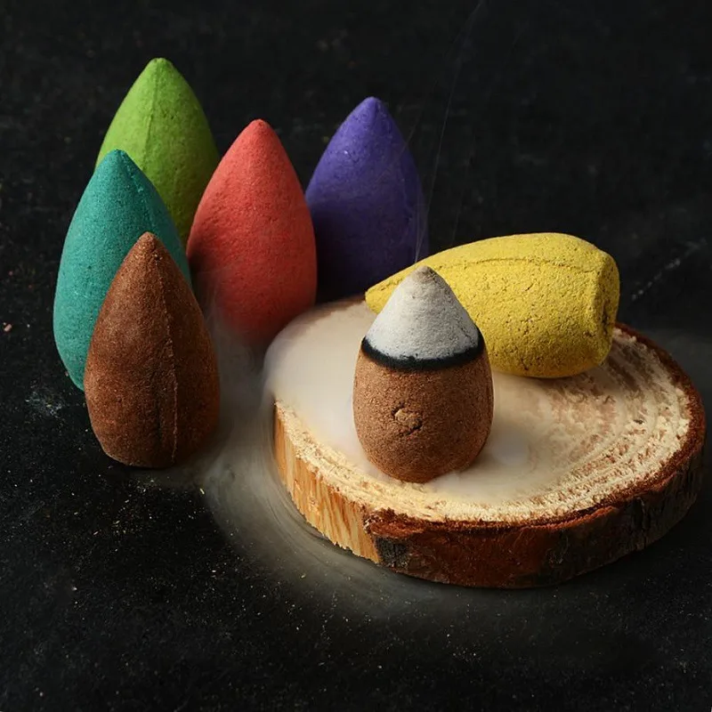 

50/130pcs Cones Tower Backflow Incense Natural Mixed Reflux Tower Incense Tea Smoke Fragrant Reflux Aromatherapy Cones