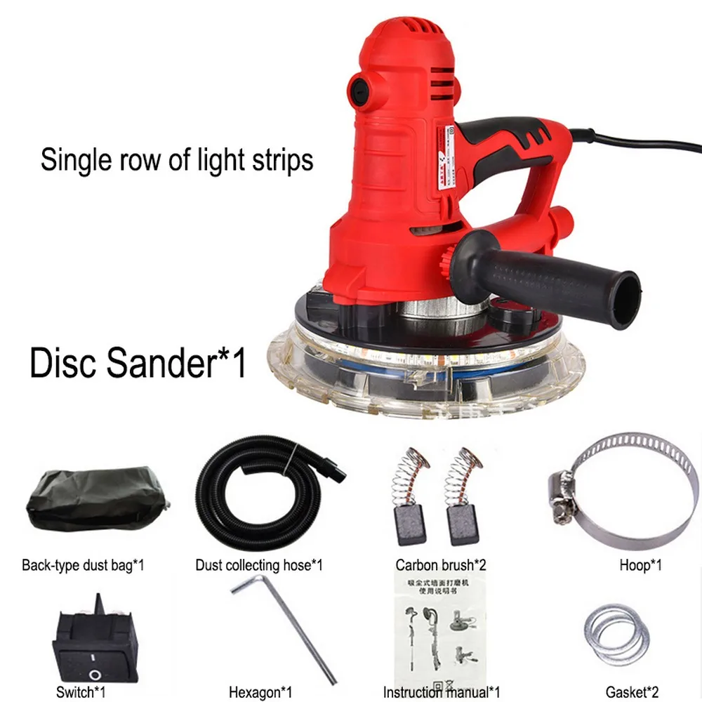 AC220V полировщик стен шлифовальный станок портативный 600-2300r/Мин сухой настенный шлифовальный станок стены Шпаклевка полировальный станок с электрическим светодиодный светильник