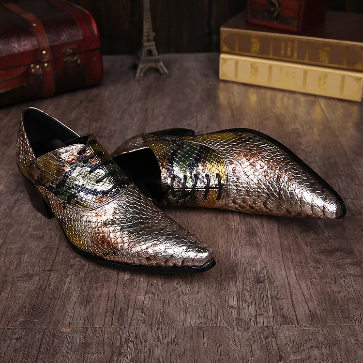 Altura De Aumento Plata as Británico As Diseño Show Boda Show Alpargata Zapatos Oro Populares Brogue Serpentina Mezclado Lujo Mens Cuero 7qtPqAw8