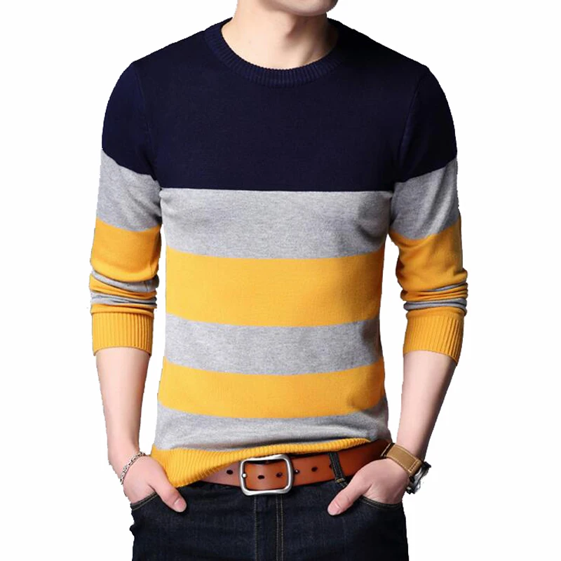 

Pullover Men Brand Clothing 2019 Spring Autumn Winter jersey clothing knitwear Slim fit Sweater Men Casual Striped Pull Men