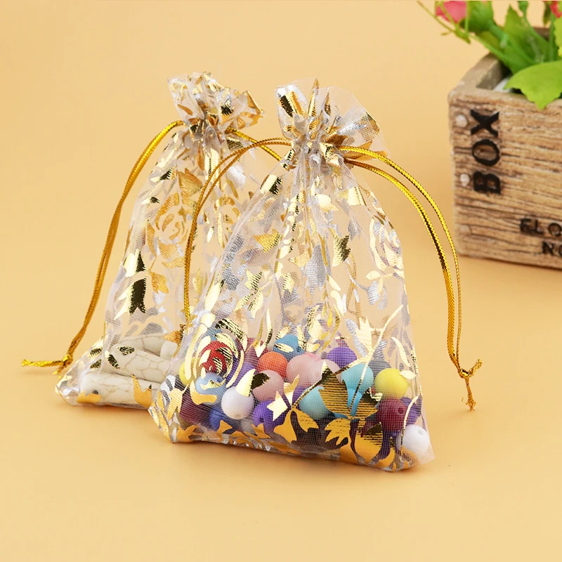 

Hot Sale 100pcs/lot 7x9cm White Organza Bag Small Jewelry Gift Packaging Bags Christmas Wedding Favors Candy Gift Bag Pouches