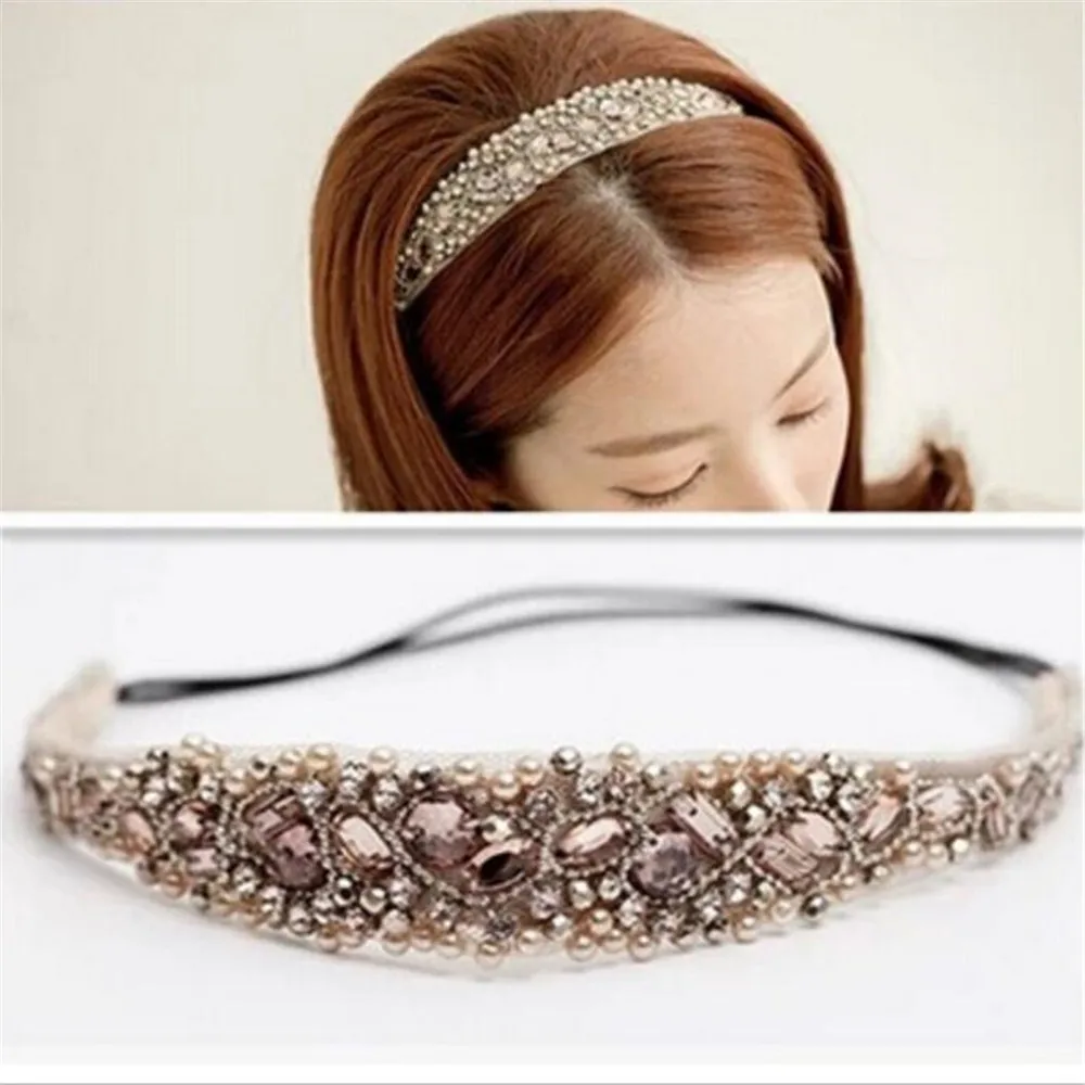 Retail 1PCS/lot Lace Rhinestone Women Headband Headwear Sweet Adualt