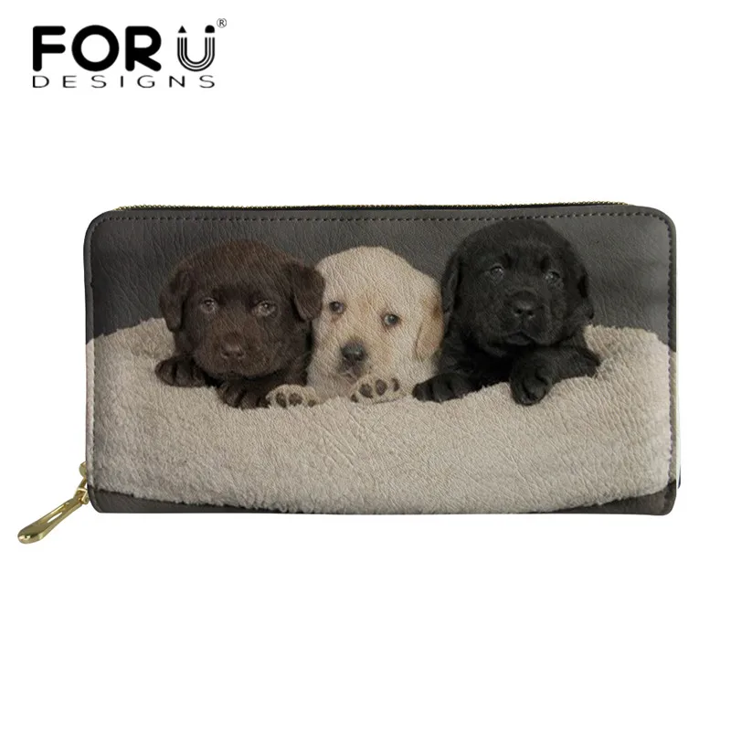 FORUDESIGNS/Новые Модные женские кошельки 3D животное Лабрадор собака шаблон длинный кожаный кошелек для женщин Многофункциональный PU сумки для карт