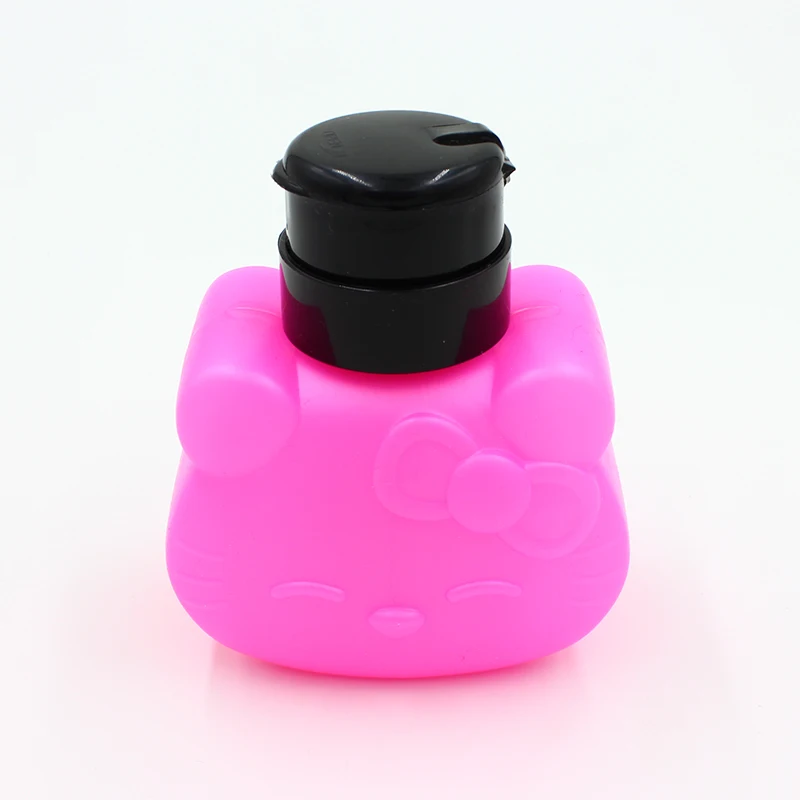 

Hello Kittly style Empty Pump Dispenser Liquid UV Gel Polish Nail Art Polish Remover Cleaner Acetone Bottle 180ml