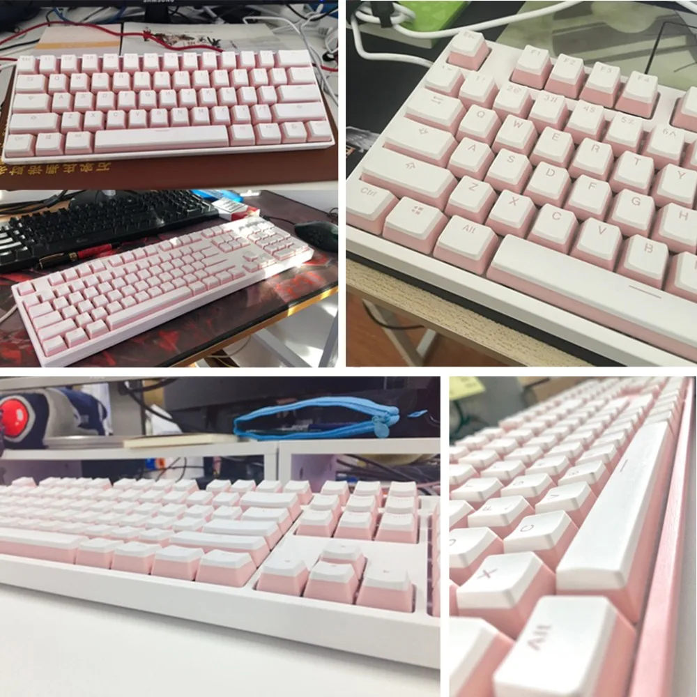 RGB 108 Keycaps ANSI макет добавить ISO PBT розовый пудинг двойной кожи молочный снимок с подсветкой Keycap доска для хранения OEM Cherry MX