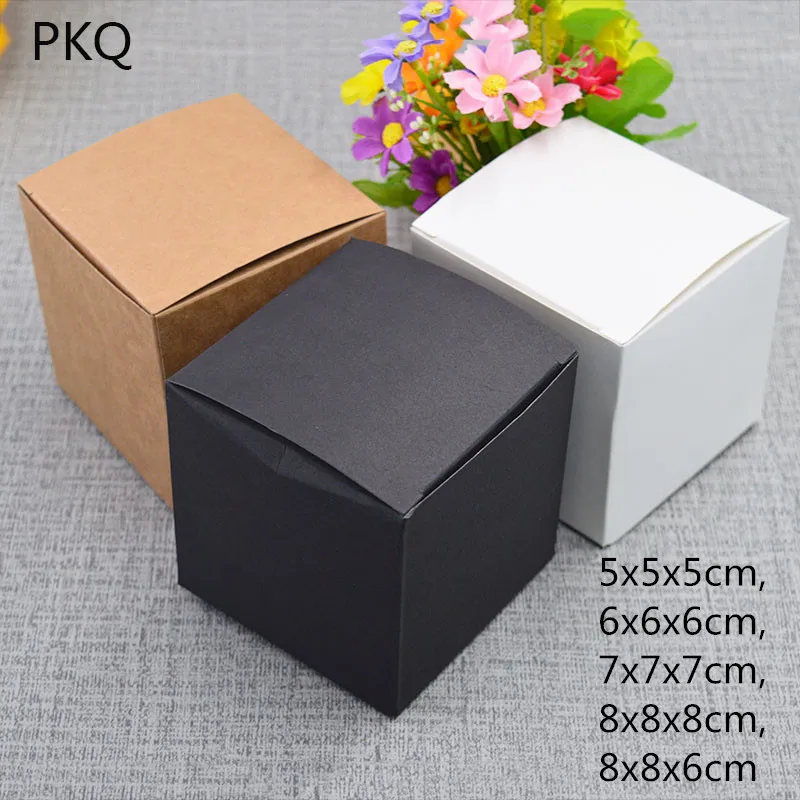 5pcs 5x5x5/8x8x8cm 5 sizes Kraft paper white gift cardboard box white gift paper packaging box cardboard jewelry gift paper box