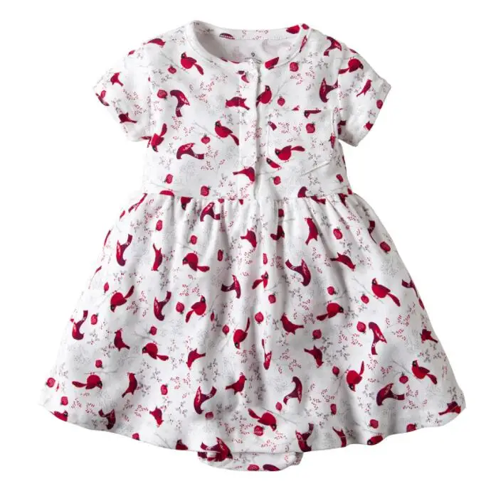 Oramgemom Официальный магазин Летнее Детское платье для девочек одежда для малышей 6 9 месяцев 12.18.24 м детское платье цветочный костюм для новорожденных - Цвет: hongniao