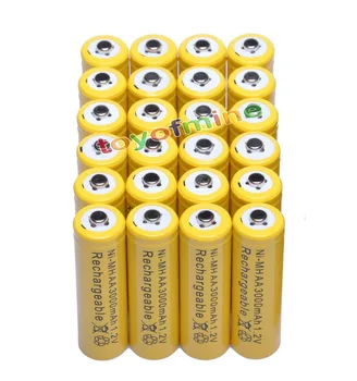 

24x AA 3000mAh 2A 1.2 V Ni-MH Yellow Rechargeable Battery Cell for MP3 RC Toys