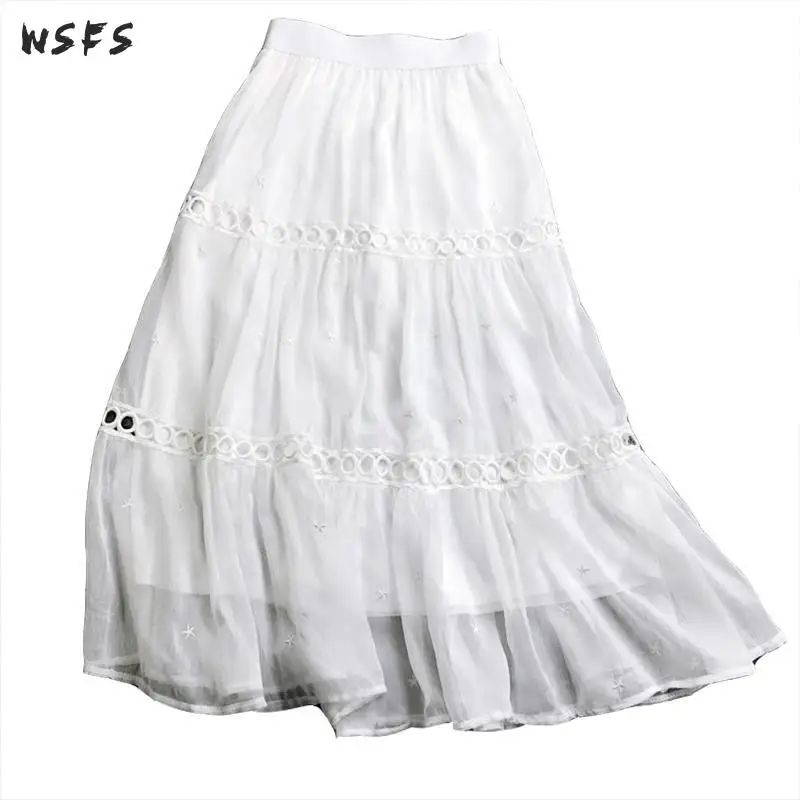 Aliexpress.com : Buy Summer Khaki White Chiffon High Elastic Waisted ...