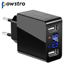 Powstro Dual USB зарядное устройство для телефона светодиодный дисплей адаптер Макс 2.4A Смарт Быстрая зарядка мобильное зарядное устройство для iPhone для samsung