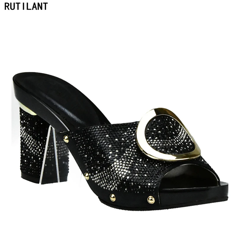

New Arrival Latest WomenShoes African Wedding Shoes High Quality Elegant Italian Women Shoes with Stone High Heels Women Pumps