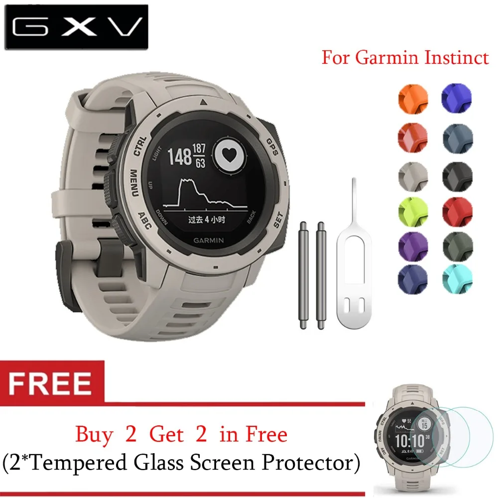 GXV мягкий силиконовый сменный ремешок для часов Quick Release ремешок для Garmin Instinct с адаптером инструменты