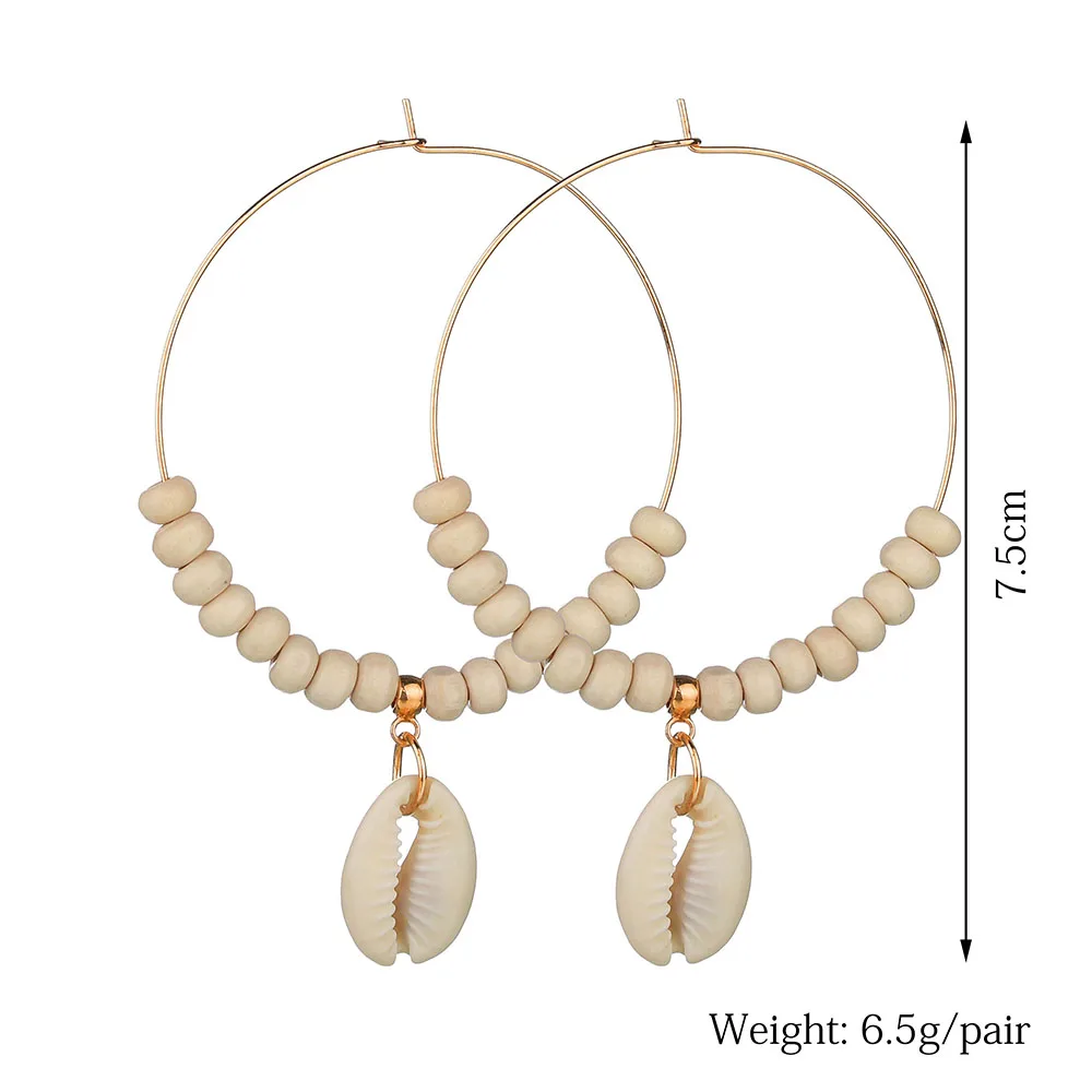 MissCyCy Bohemian Natural Sea Shell Earrings For Women Fashion Geometric Big Circle Earrings Female Hoop Earrings