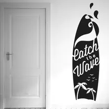 Catch The Wave Surf Board наклейки на стену виниловые художественные наклейки Коко Чайка силуэт Спортивная наклейка для спальни водонепроницаемый YD03